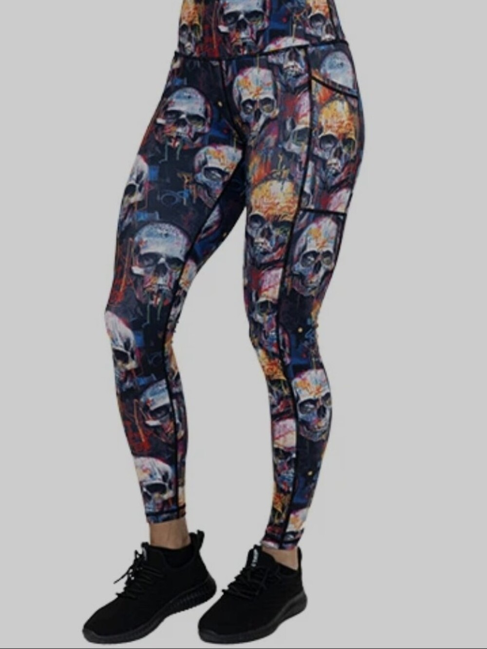 CVG Death By Art Skull Print Leggings - Multicolor